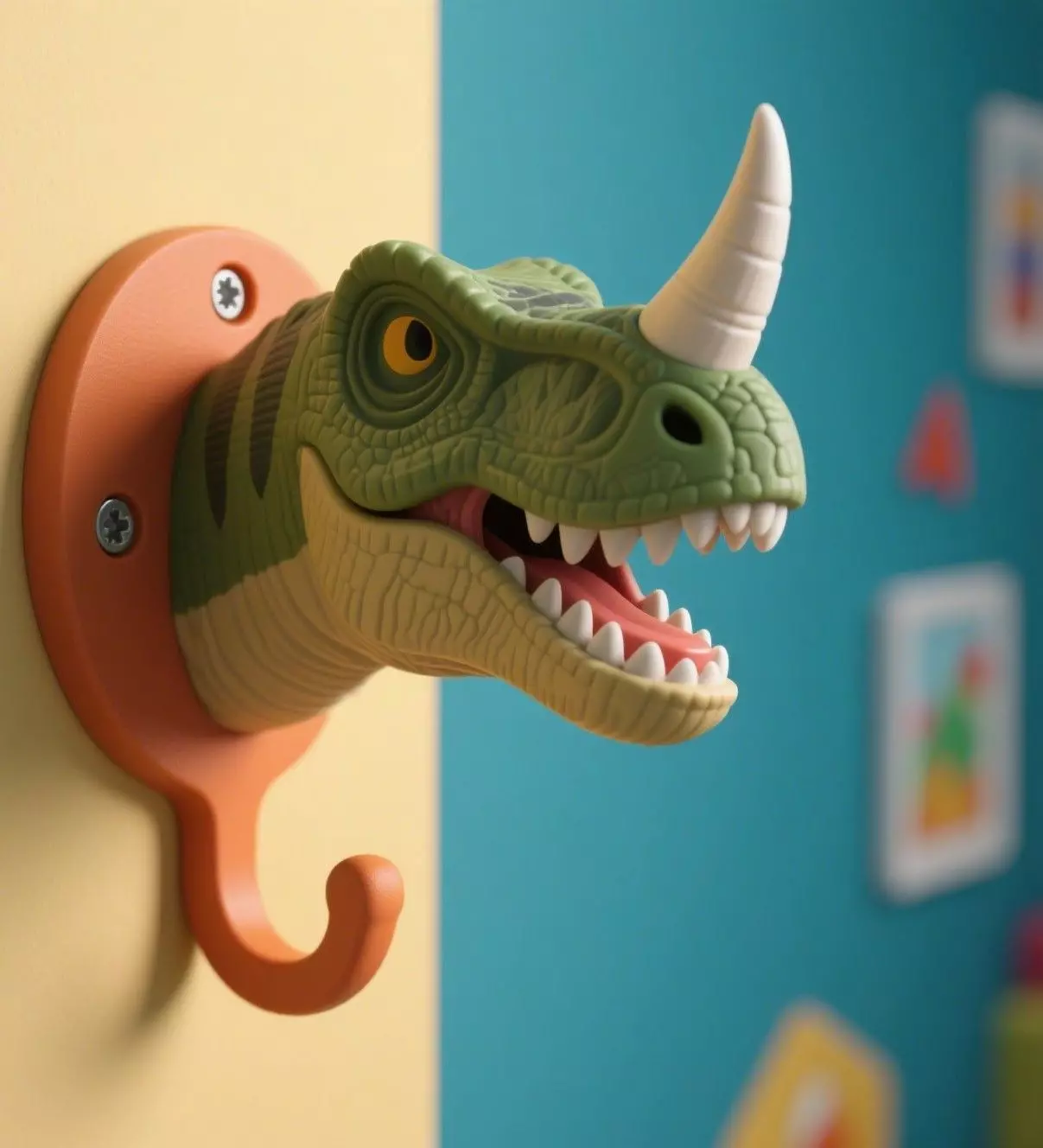 Dino Head Wall Hook 3D print model_0
