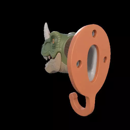 Dino Head Wall Hook 3D print model_4