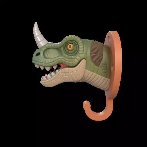 Dino Head Wall Hook 3D print model_8