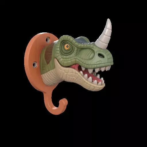 Dino Head Wall Hook 3D print model_21