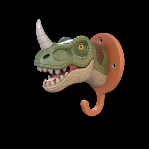 Dino Head Wall Hook 3D print model_11
