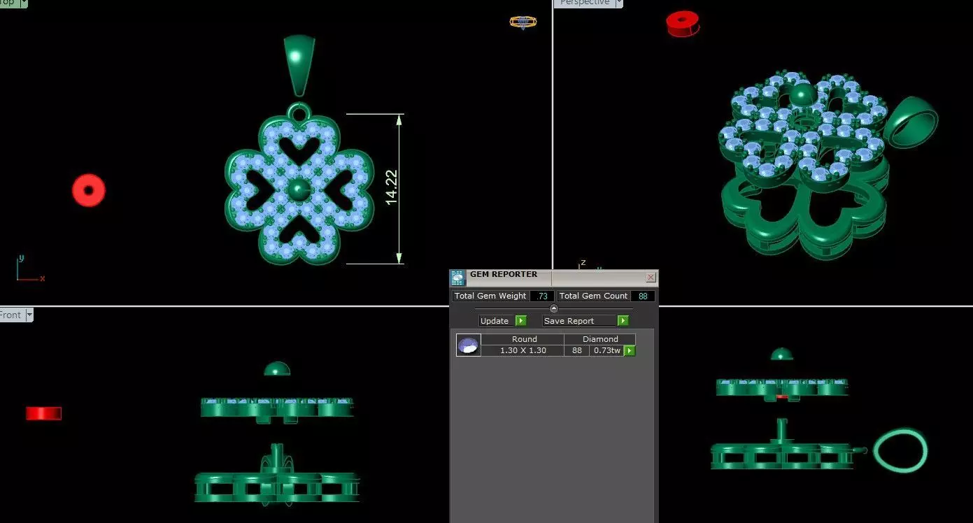 ring and pendant heart turn 3D print model