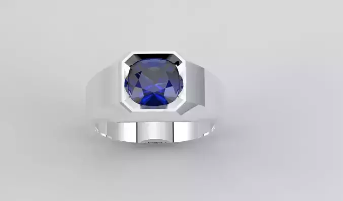 JEWERLY MEN RING CUSHION STONE 8mm INVERTED BEZEL