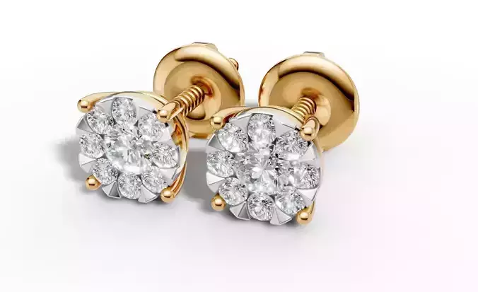 AV 704 Diamond cluster earrings for woman 3D print model