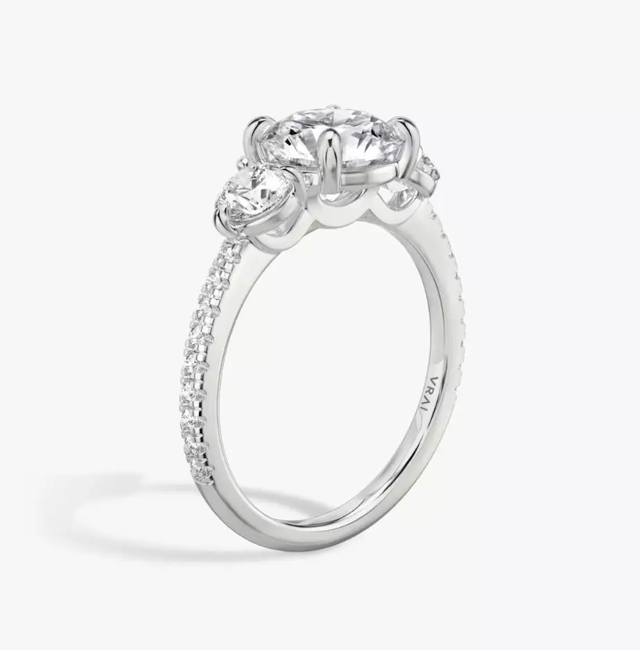 Three Stone Engagement Ring 3D print model_1