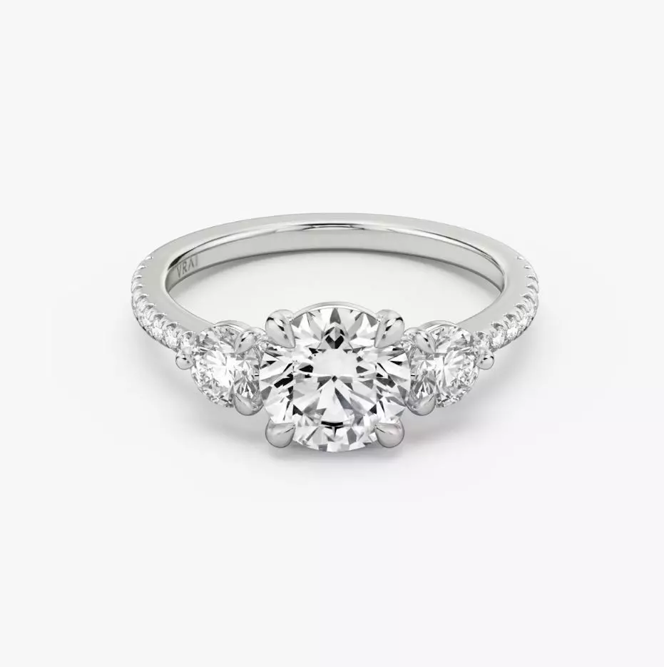 Three Stone Engagement Ring 3D print model_0