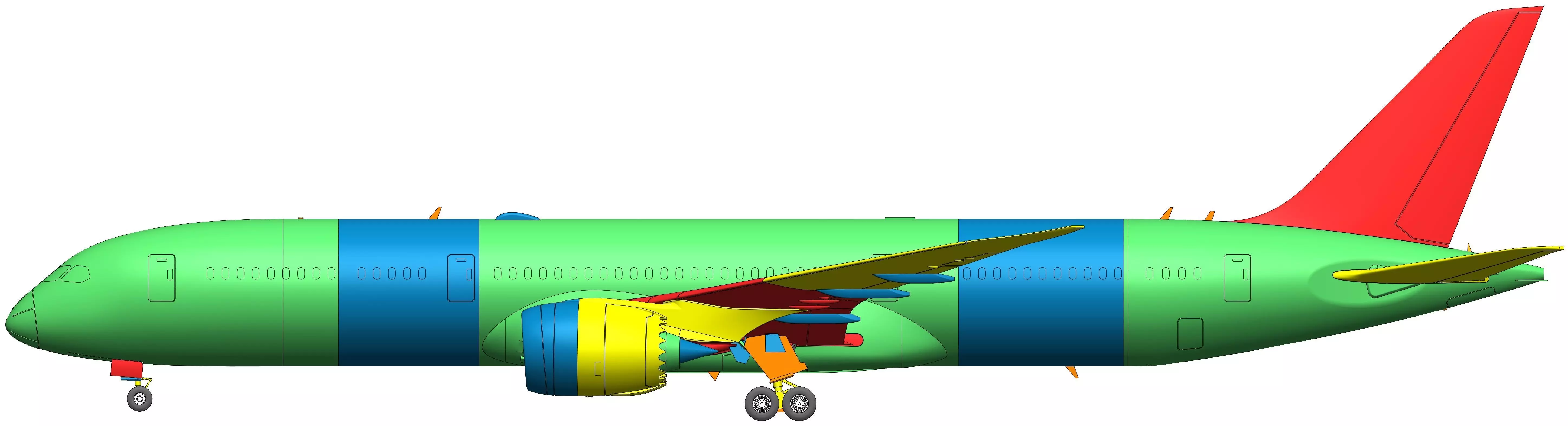 141221-9 Model kit Boeing 787-9 Trent Down 3D print model_3