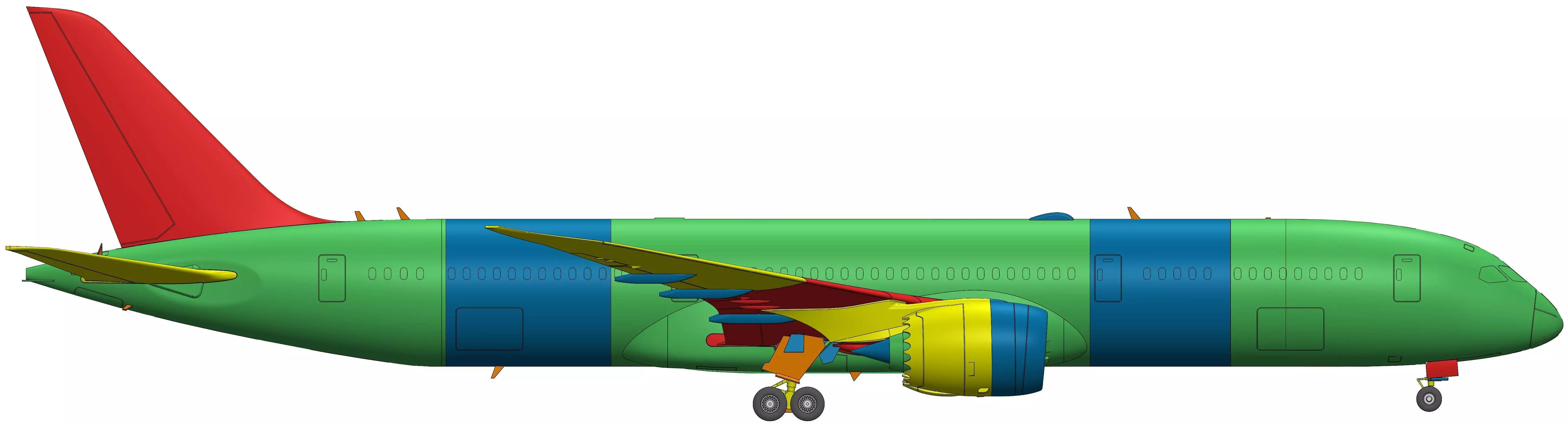 141221-9 Model kit Boeing 787-9 Trent Down 3D print model_5