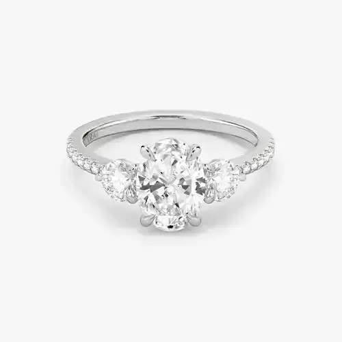 Three Stone Oval  Engagement Ring