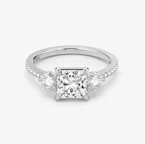Three Stone Princess Engagement Ring