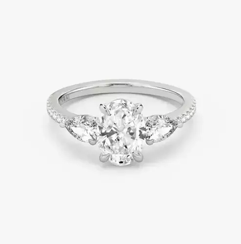 Three Stone Oval  Engagement Ring  02