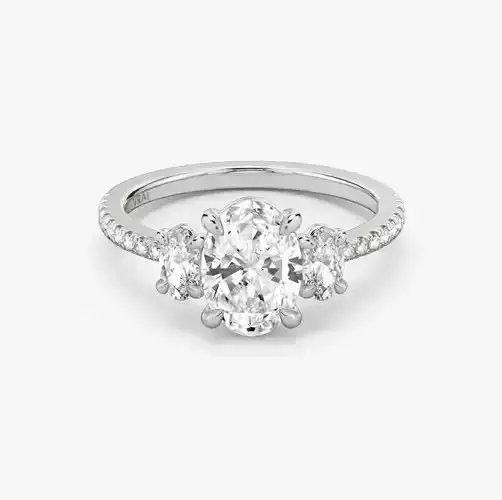 Three Stone Oval  Engagement Ring  03