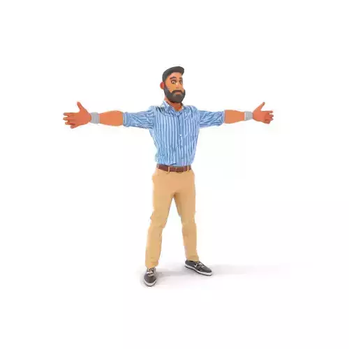 Casual Male Character Model Pack with Striped Shirt Low-poly 3D model