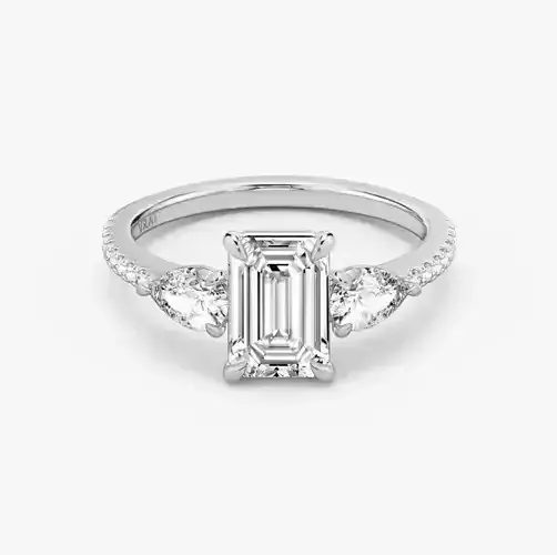 Three Stone Emerald  Engagement Ring  02