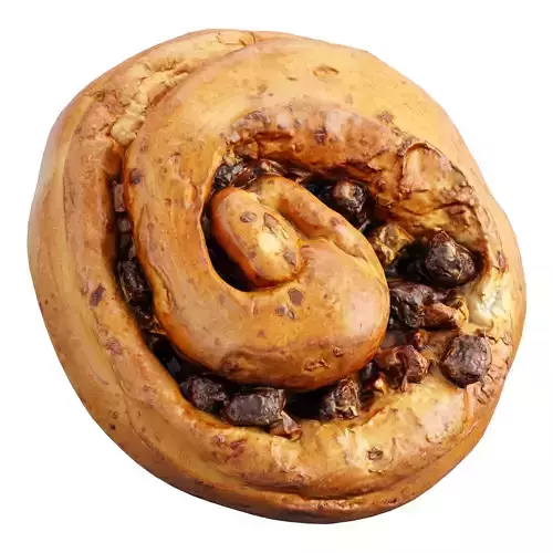 Cinnamon Raisin Roll Realistic 3D Scanned Pastry Low-poly 3D model