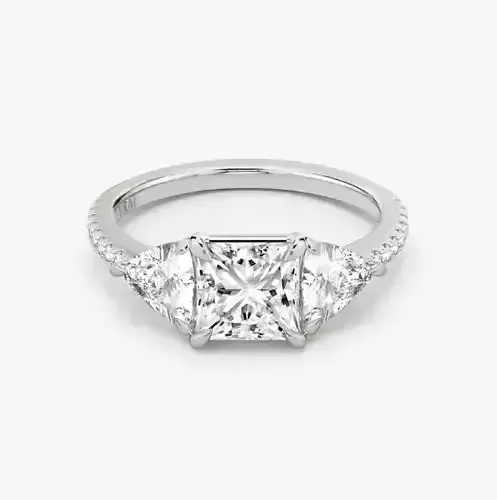 Three Stone Princess  Engagement Ring 02