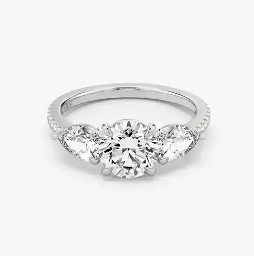  Three Stone Round  Engagement Ring 02