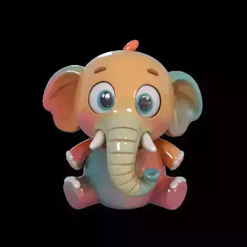 Rainbow Trunkster Cute Cartoon Elephant Figurine
