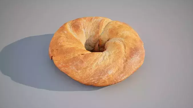Bagel bread Game ready 5K triangles 4K PBR textures Low-poly 3D model 3