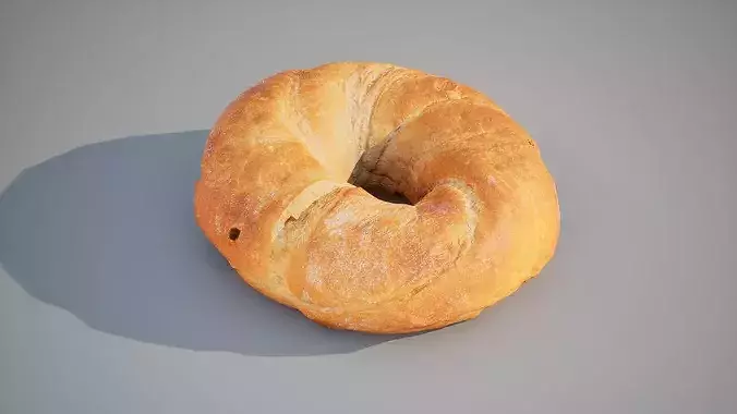 Bagel bread Game ready 5K triangles 4K PBR textures Low-poly 3D model 2