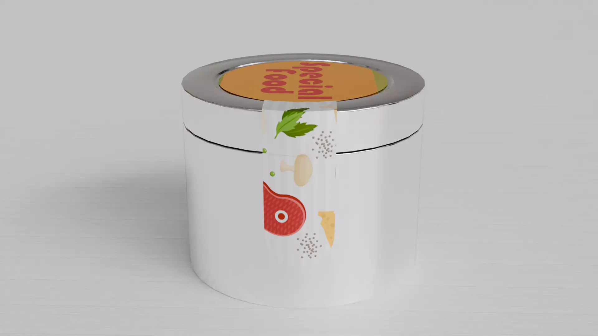 Aluminium Cylindrical Rounded Tin Can with Hood Low-poly 3D model_2