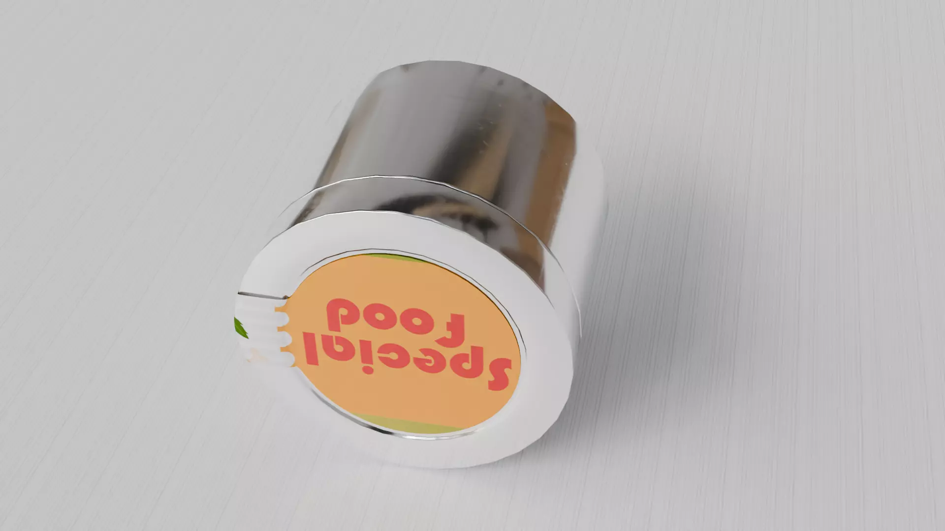 Aluminium Cylindrical Rounded Tin Can with Hood Low-poly 3D model_1