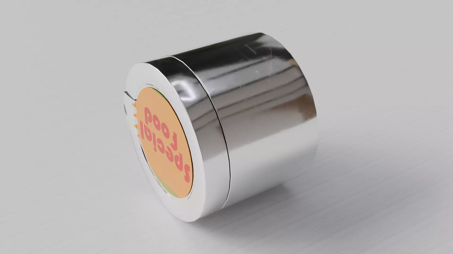 Aluminium Cylindrical Rounded Tin Can with Hood Low-poly 3D model_9