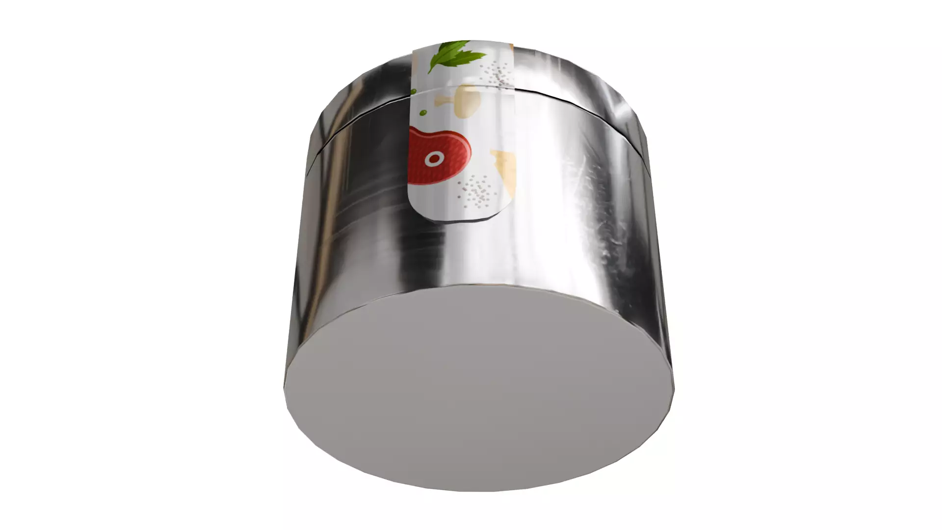 Aluminium Cylindrical Rounded Tin Can with Hood Low-poly 3D model_6