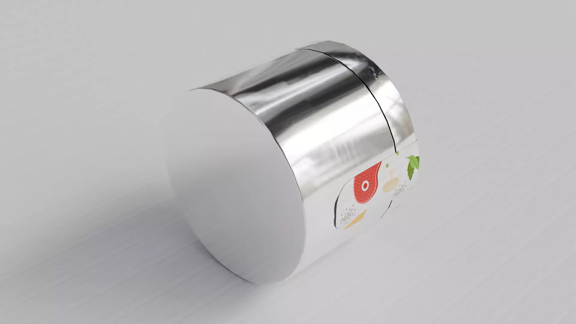 Aluminium Cylindrical Rounded Tin Can with Hood Low-poly 3D model_7