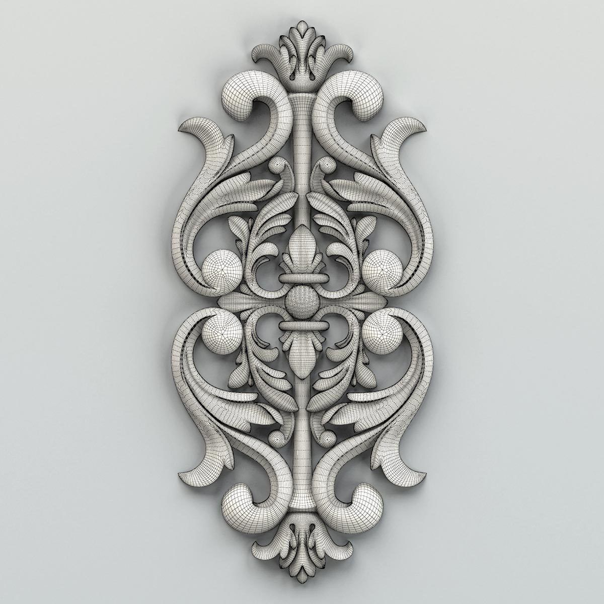 Carved decor central 014 3D model_5