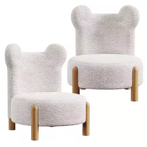 Upholstered Kids Sofa Sherpa Bear Chair Armless Accent Chair
