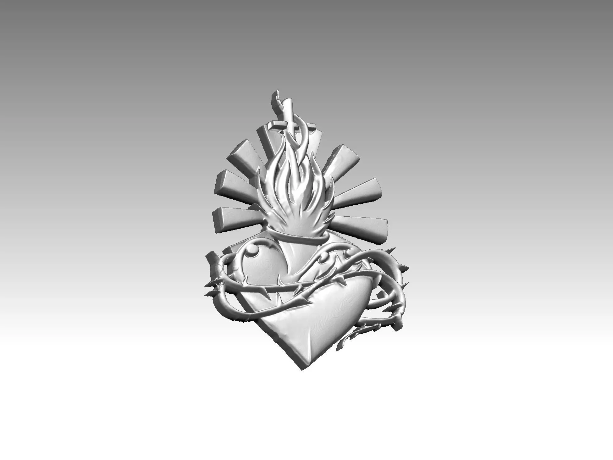 heart cross relief 3D print model_4