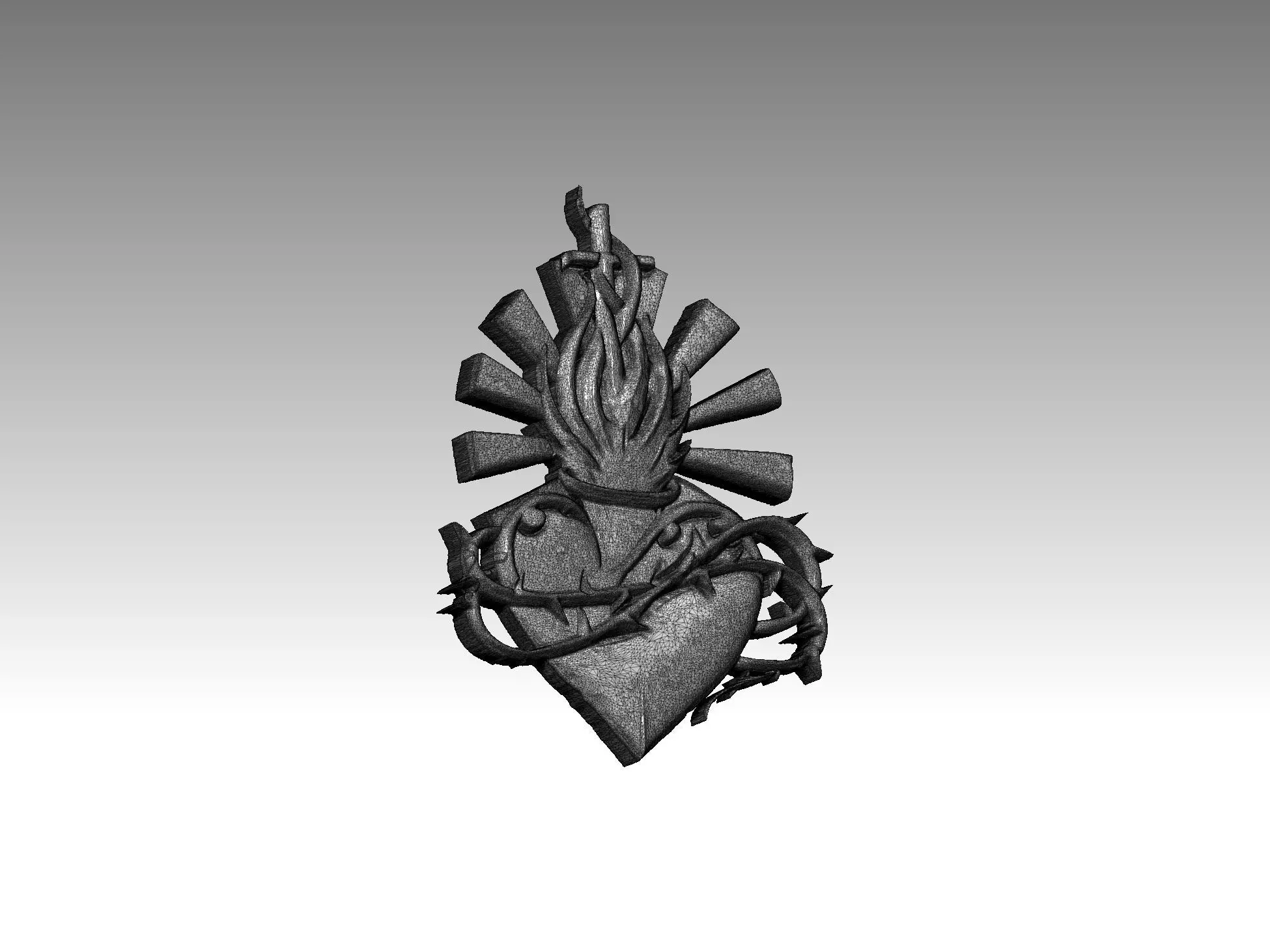heart cross relief 3D print model_6