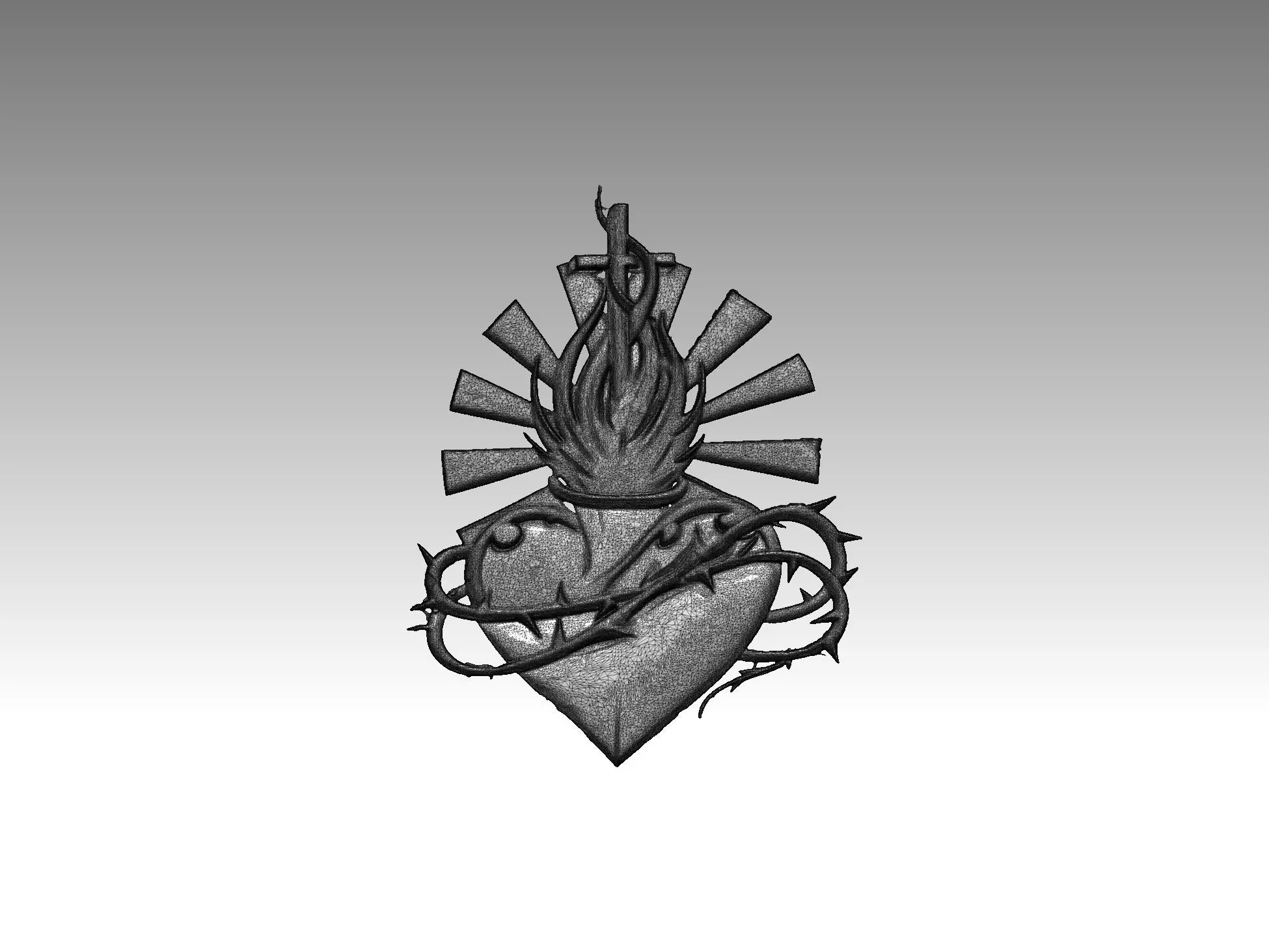 heart cross relief 3D print model_5