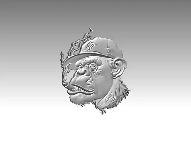 Monkey head relief 3D print model