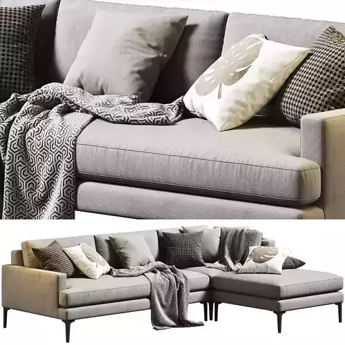 West Elm Andes Sectional Chaise 02 3D model