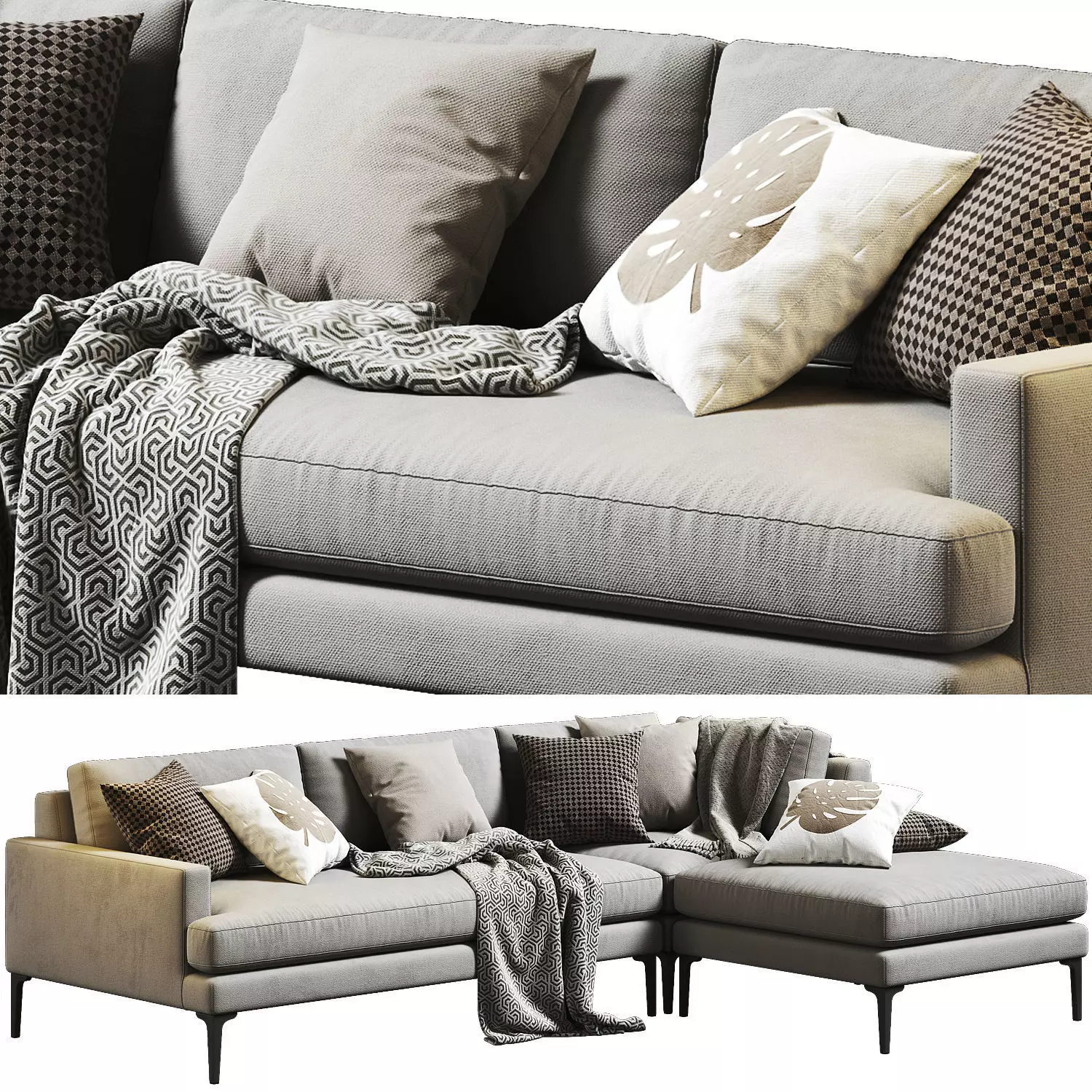 West Elm Andes Sectional Chaise 02 3D model_0