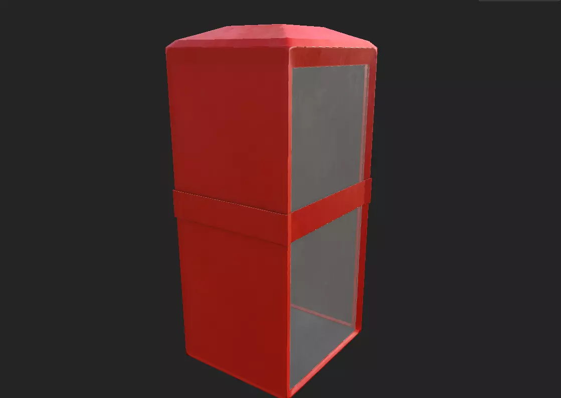 Low Poly Phone Booth Low-poly 3D model_3