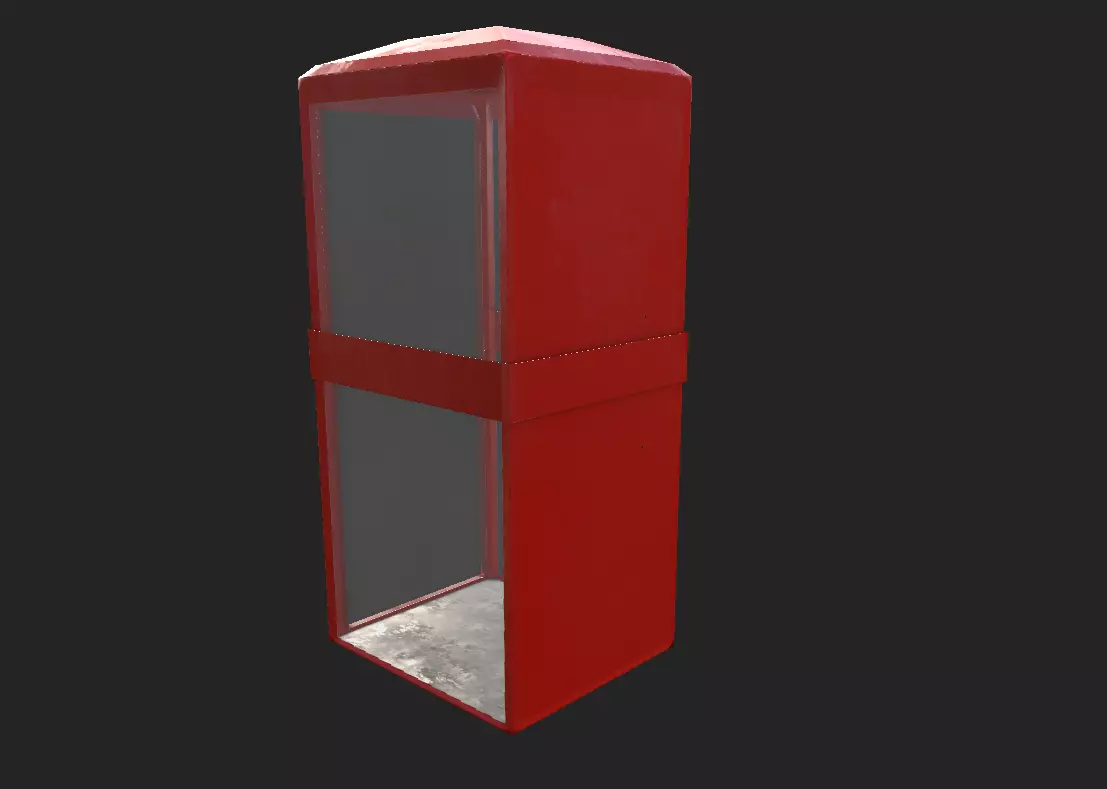 Low Poly Phone Booth Low-poly 3D model_4