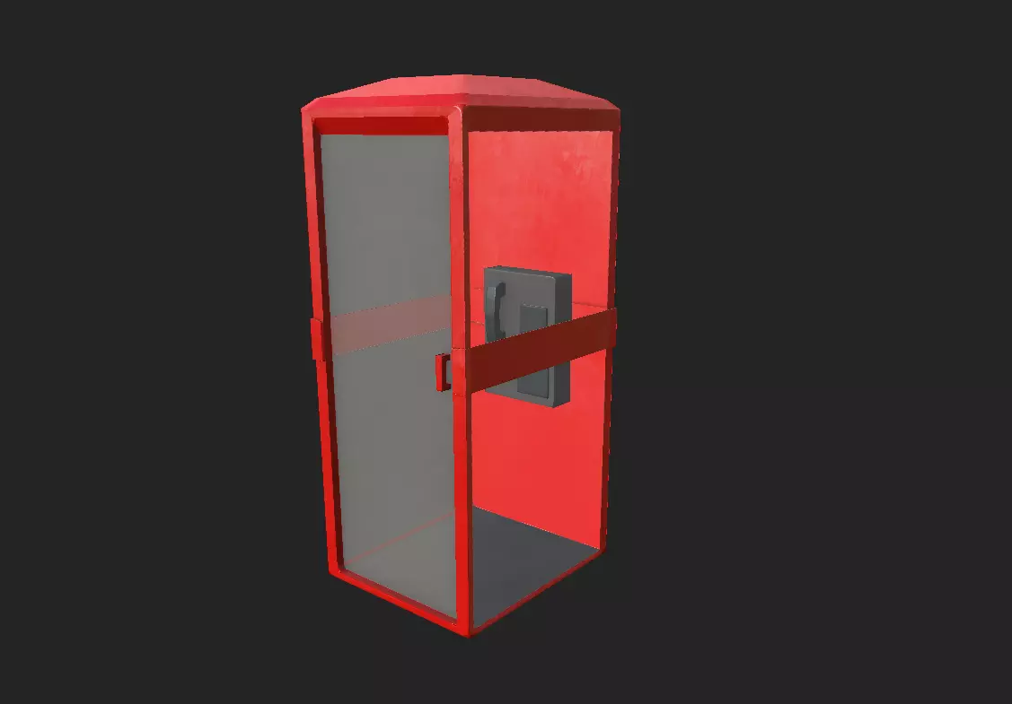 Low Poly Phone Booth Low-poly 3D model_1