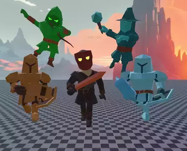 Hero Pack  Low Poly Warriors Low-poly 3D model