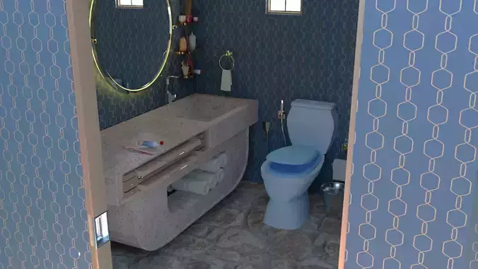 Bathroom 3D model Low-poly 3D model