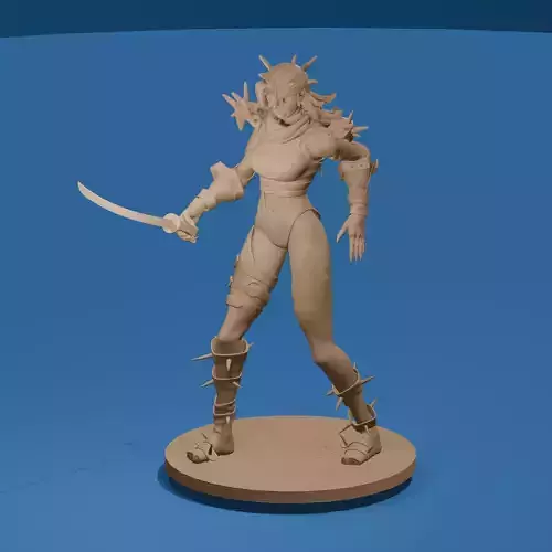 Warrior Woman with Chinese Dao Fantasy Armor