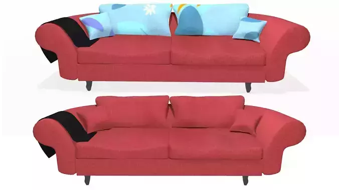 Fabric Sofa PBR Textured 2 Colors Low-poly 3D model