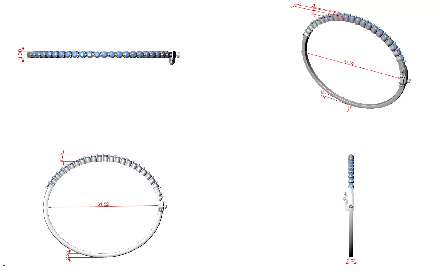 Tennis Bracelet 3dm stl renders Animation video details  3D print model_12