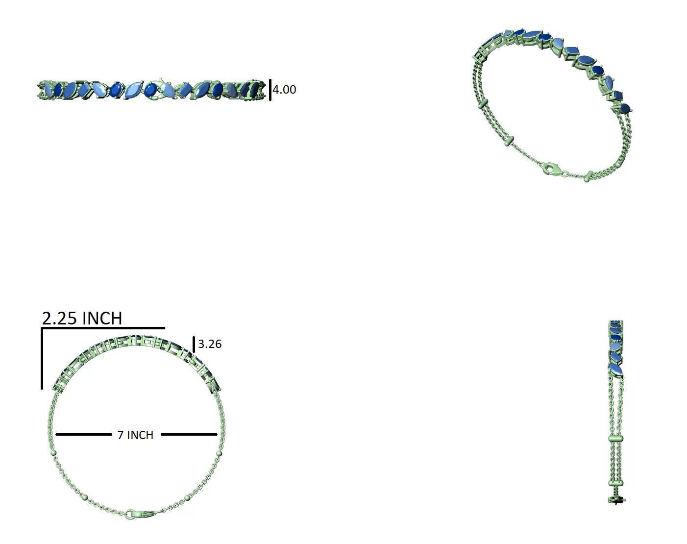 Tennis Bracelet 3dm stl renders Animation video details  3D print model_12