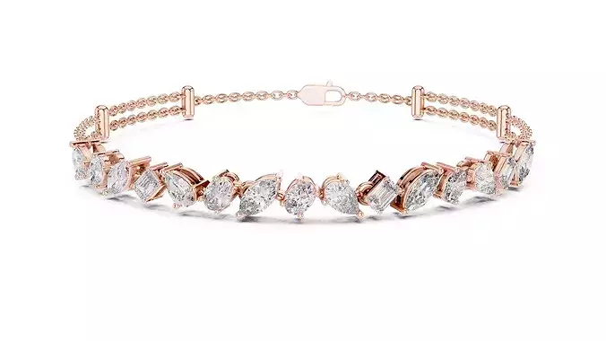 Emerald Pear Marquise Tennis Bracelet 3dm stl renders Animation