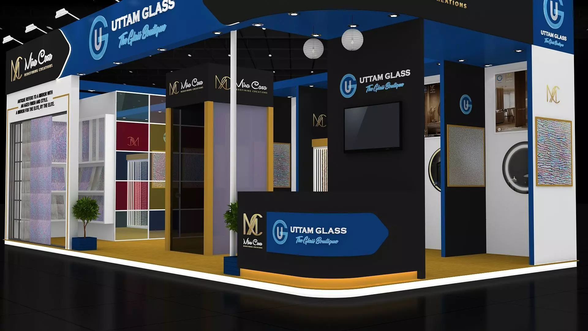 10mtr x 5mtr expo stall 2side open Exhibition Stand Design  Low-poly 3D model_3