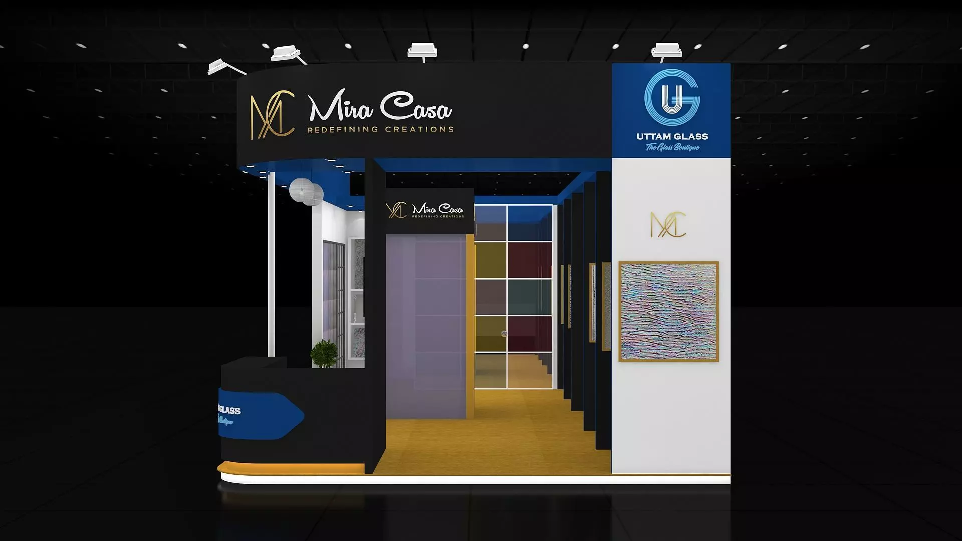 10mtr x 5mtr expo stall 2side open Exhibition Stand Design  Low-poly 3D model_2