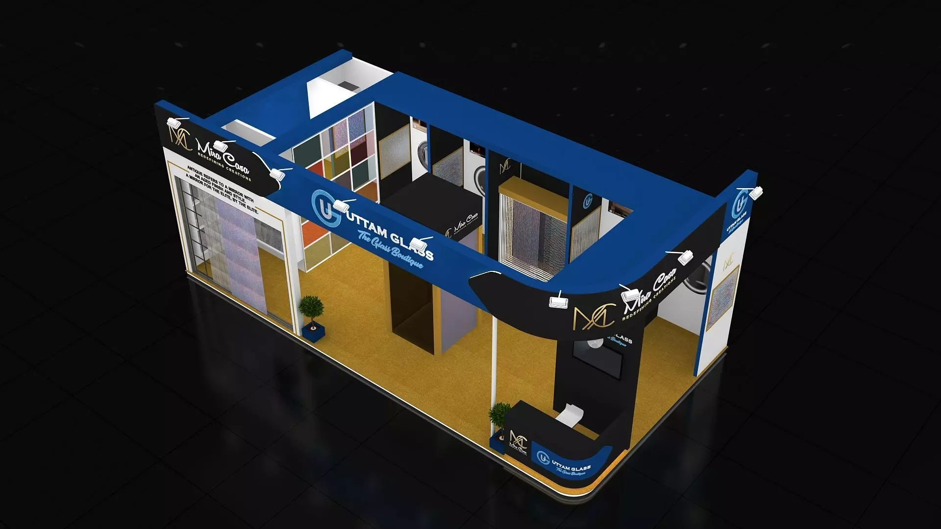 10mtr x 5mtr expo stall 2side open Exhibition Stand Design  Low-poly 3D model_8